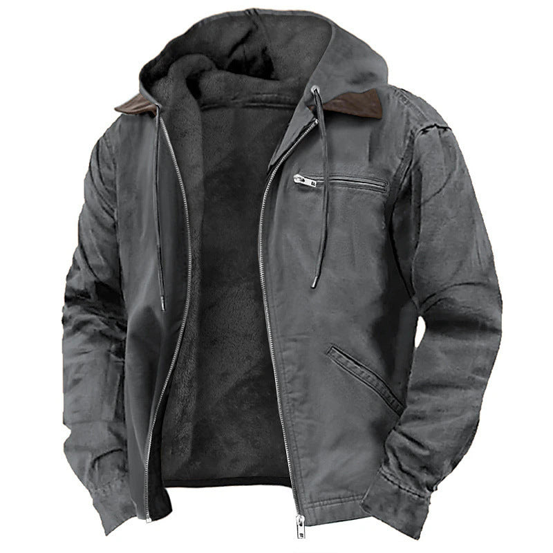 Mens Fleece-Lined Hooded Jacket