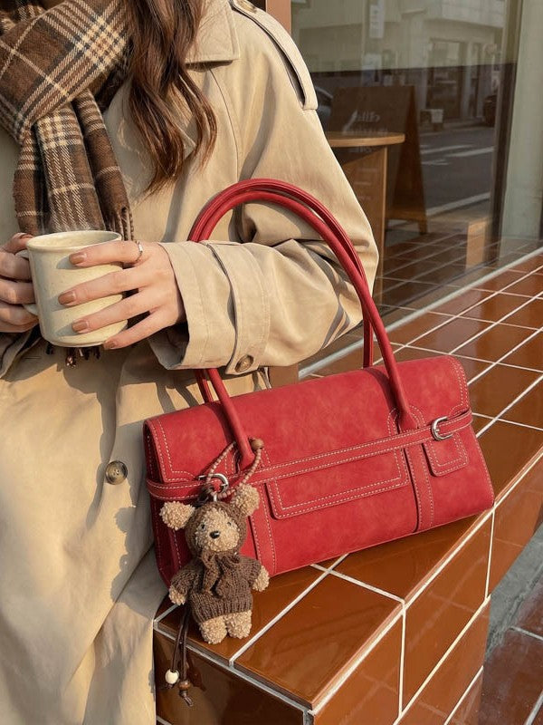 Retro Suede Baguette Bag