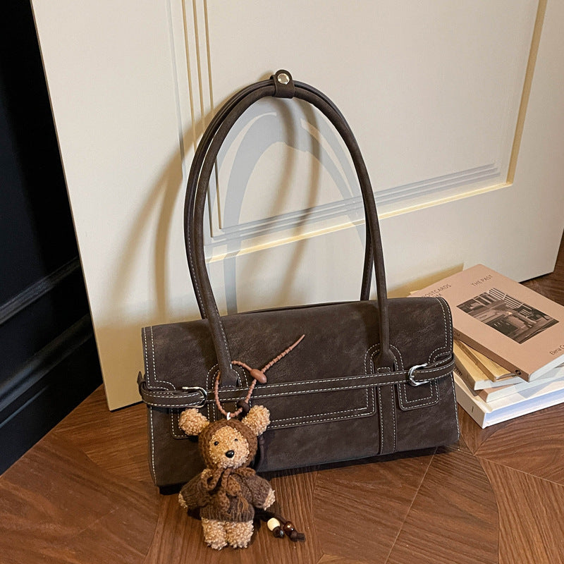 Retro Suede Baguette Bag