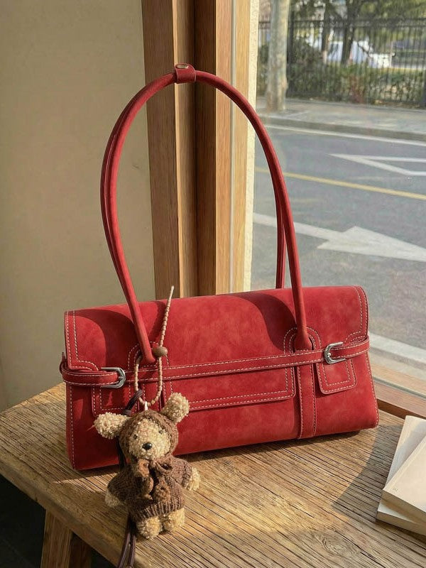 Retro Suede Baguette Bag