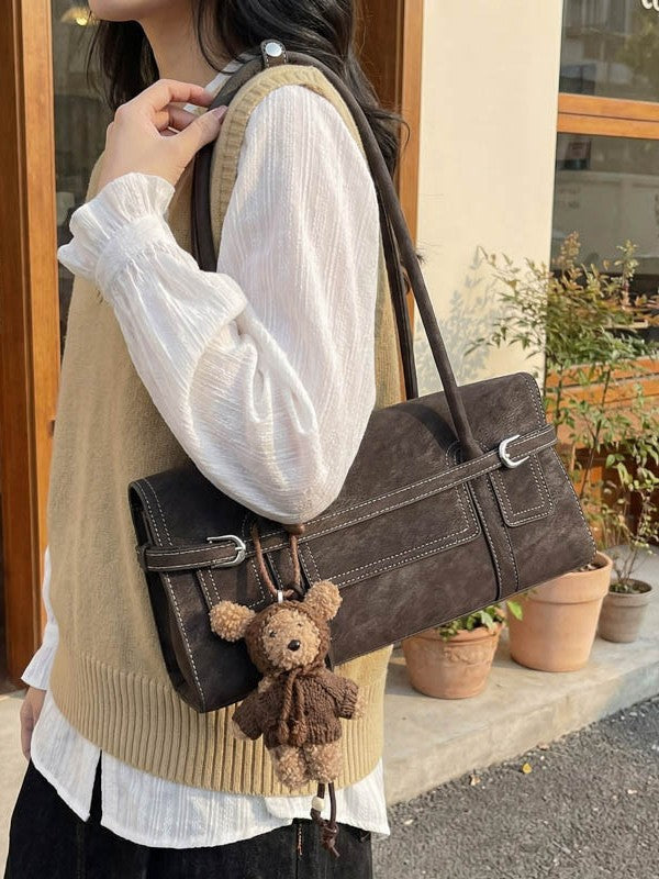 Retro Suede Baguette Bag