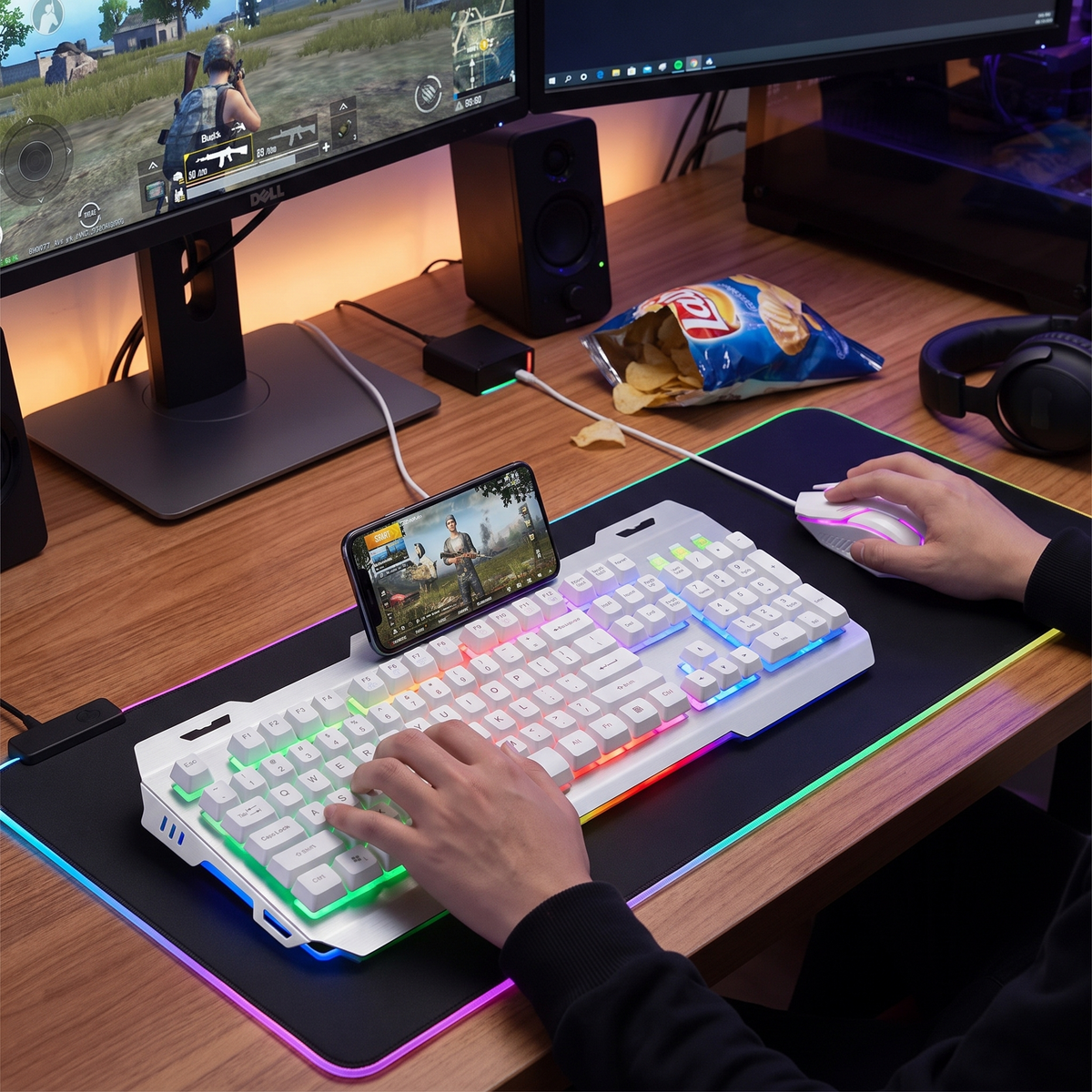 Mechanical Feel Keyboard and Mouse Set with Backlit Keys